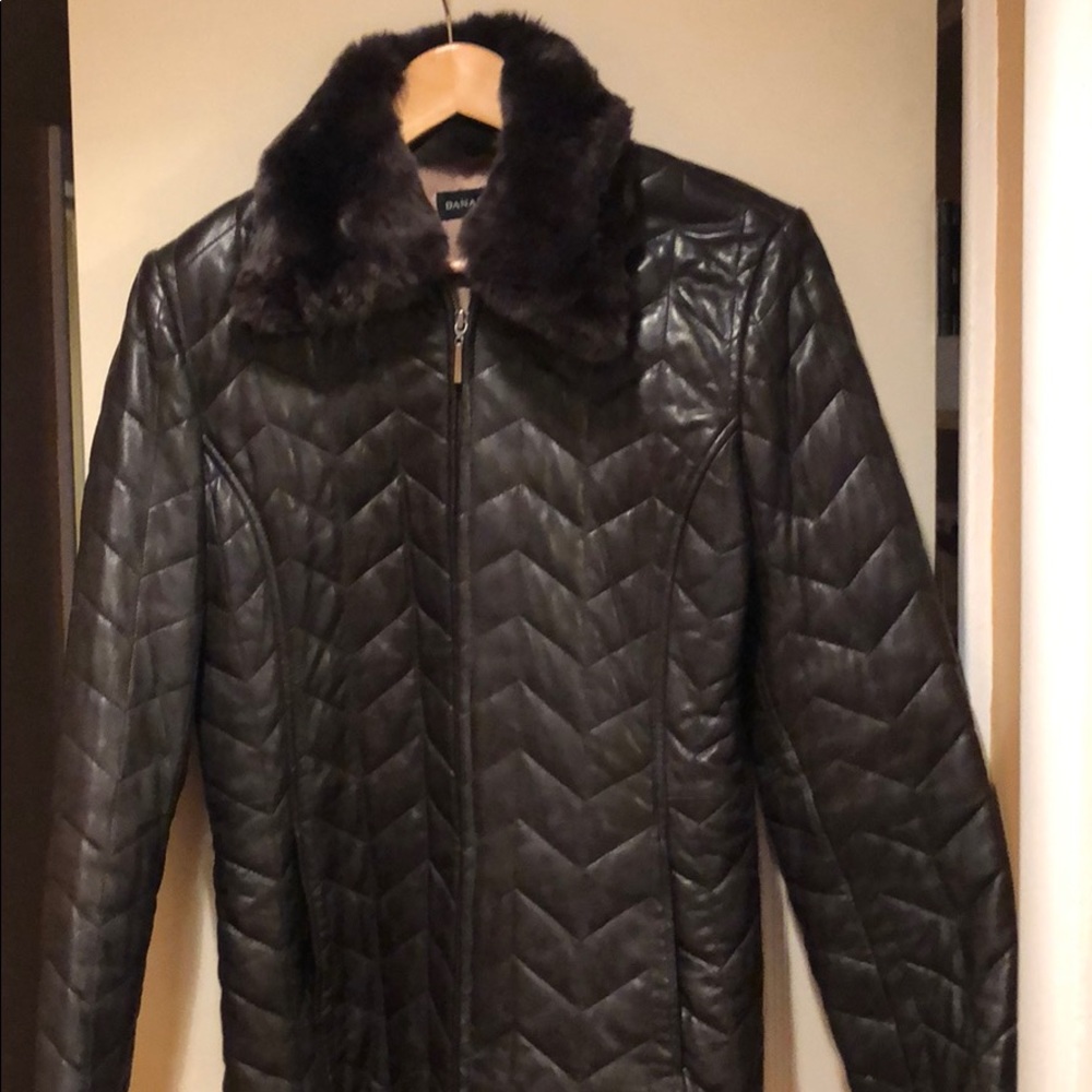 BROWN QUILTED GENUINE LEATHER DANA BUCHMAN JACKET
